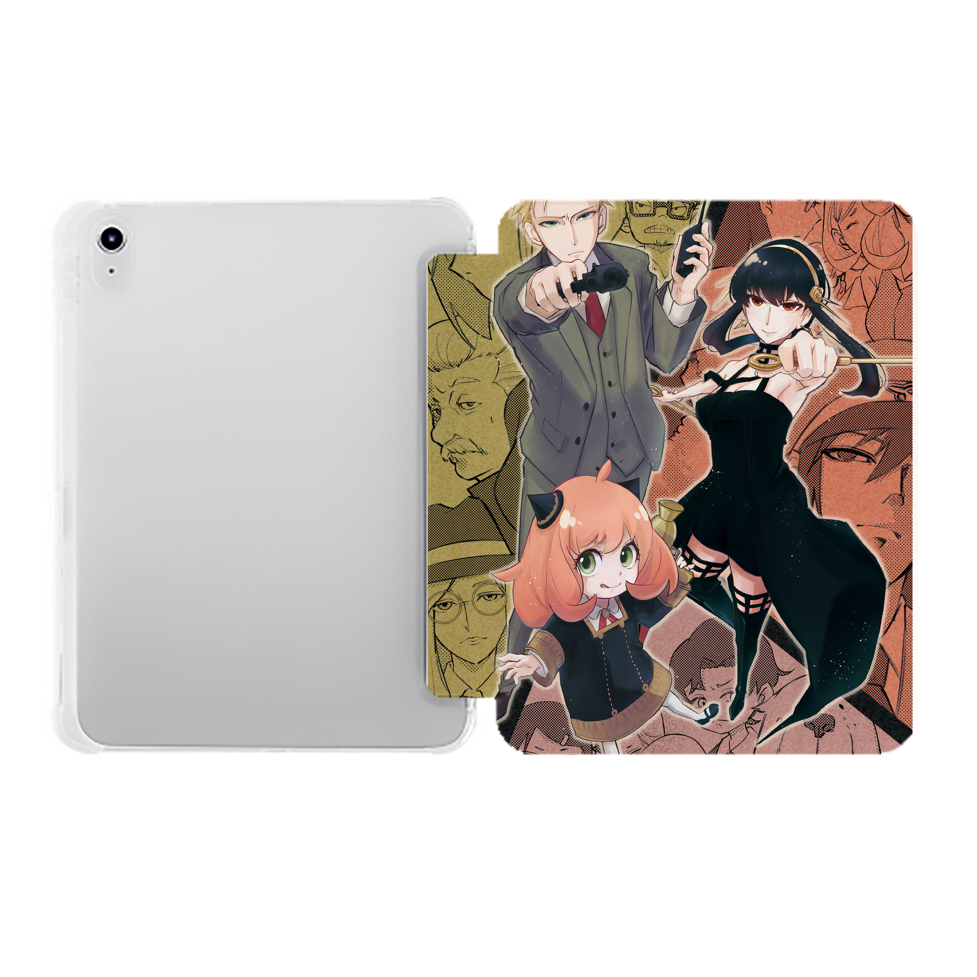 （画像用） SPY×FAMILY间谍家家酒 IPad ケース ペン収納付き 三つ折りスタンド PUレザー×シリコン 対応機種9.5/10.5/10.9インチ